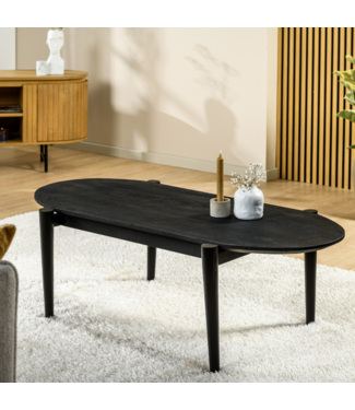 Kylie Table basse ovale en bois de manguier 120x60 cm noir