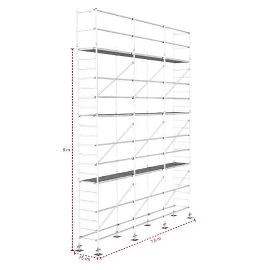 ASC ASC échafaudage de facade 0,75 m x 7,50 m x 8,00 m