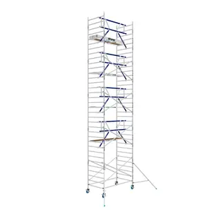 Echafaudage roulant 135x250 Pro 11,2 m hauteur travail garde-corps MDS