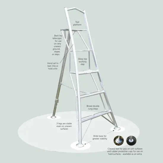 Hendon tripod ladders Vultur driepootladder 180 cm met platform en 1 verstelbaar been