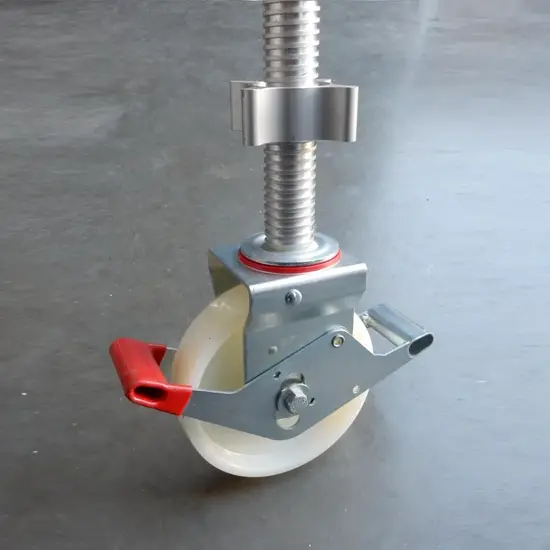 Euroscaffold Steigerwiel 200 mm met alu spindel 800 Kg nylon
