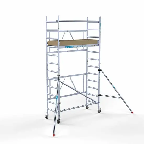 Euroscaffold Echafaudage pliable Euroscaffold hauteur travail 4,7 m avec stabilisateurs