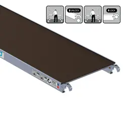 EuroScaffold plate-forme d'échafaudage 250 cm sans trappe d'accès