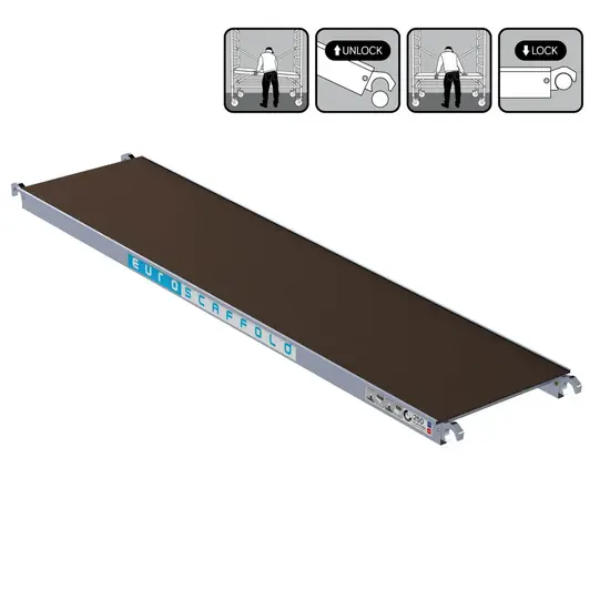 Euroscaffold EuroScaffold plate-forme d'échafaudage 250 cm sans trappe d'accès