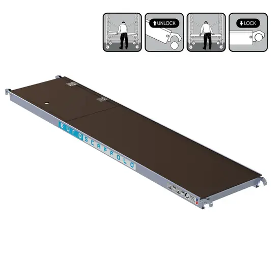 Euroscaffold EuroScaffold plate-forme d'échafaudage 250 cm avec trappe d'accès