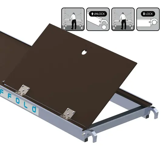 Euroscaffold EuroScaffold plate-forme d'échafaudage 305 cm avec trappe d'accès