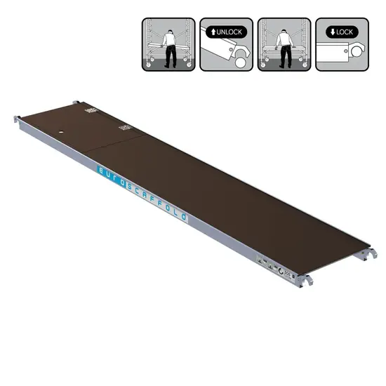 Euroscaffold EuroScaffold plate-forme d'échafaudage 305 cm avec trappe d'accès