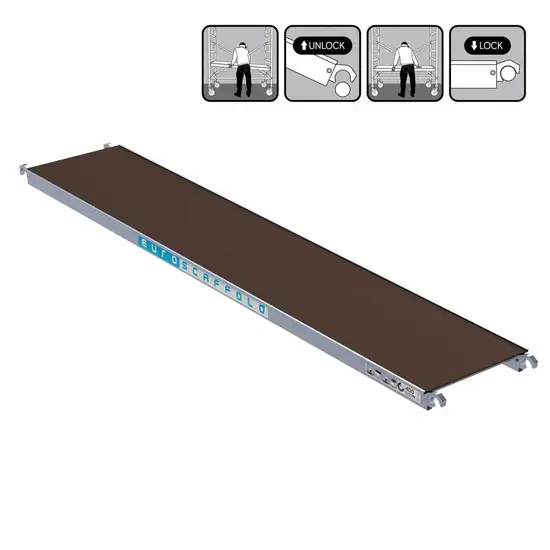 Euroscaffold EuroScaffold plate-forme d'échafaudage 400 cm sans trappe d'accès