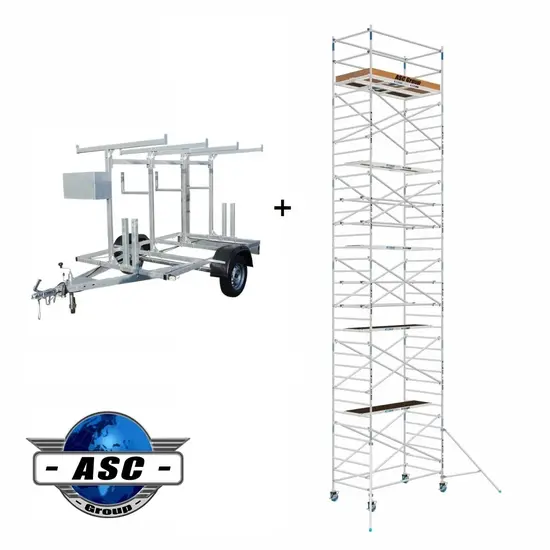 ASC Échafaudage roulant ASC 135x250 x12 m + remorque