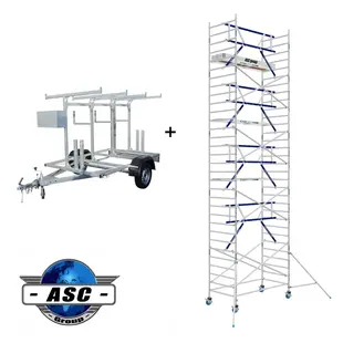 Echafaudage roulant AGS Pro 135x250x10 m + remorque