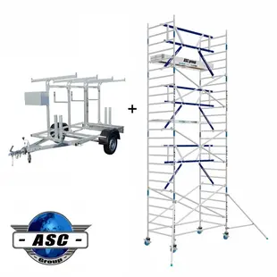 Echafaudage roulant AGS Pro 135x250x8 m + remorque