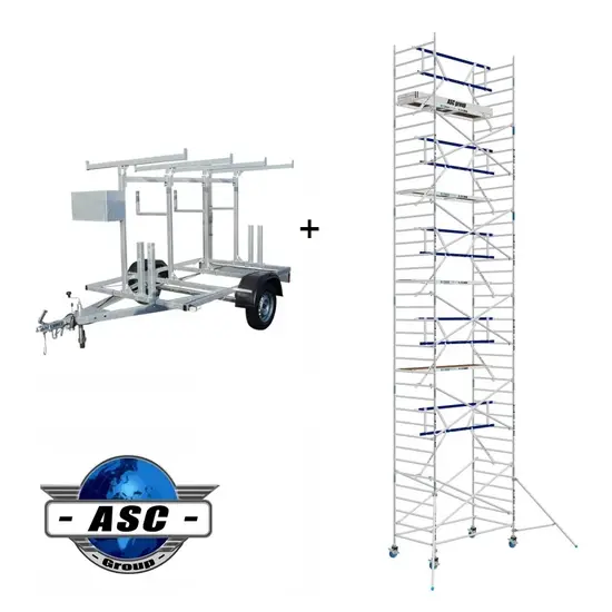 ASC Echafaudage roulant AGS Pro 135x250-14 m + remorque