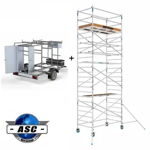 ASC rolsteiger 135 x 250 x 8 m + afsluitbare aanhanger