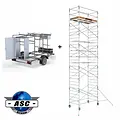 ASC Échafaudage roulant ASC 135 x 250  x 10 m + remorque verrouillable