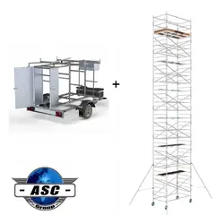 Échafaudage roulant ASC 135 x 250 x 14 m + remorque verrouillable