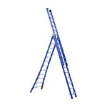 Eurostairs Echelle transformable 3 plans 3x12 échelons Eurostairs coudée bleu