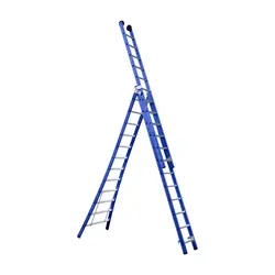 Eurostairs 3-delige reformladder 3x12 sporten uitgebogen blauw