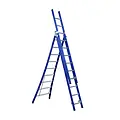 Eurostairs Eurostairs 3 section combination ladder 3x9 rungs curved base blue