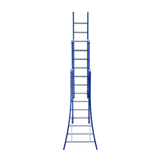 Eurostairs Eurostairs 3-delige reformladder 3x9 sporten uitgebogen blauw