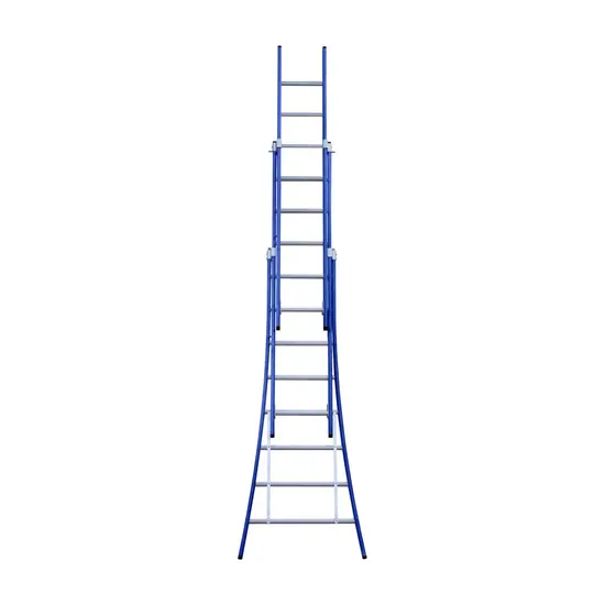 Eurostairs Eurostairs 3-delige reformladder 3x8 sporten uitgebogen blauw