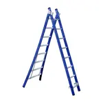 Eurostairs Eurostairs combination ladder 2x8 rungs curved base blue | 2 section & Professional