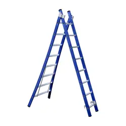Échelle transformable 2 plans Eurostairs 2x8 échelons coudée bleu