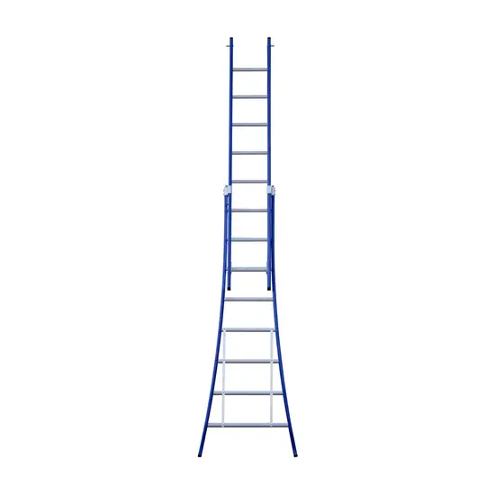 Eurostairs Eurostairs combination ladder 2x8 rungs curved base blue | 2 section & Professional