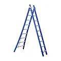 Eurostairs Échelle transformable Eurostairs 2x9 échelons coudée bleu | 2 plans & Professionnel