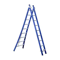 Échelle transformable 2 plans Eurostairs 2x9 échelons coudée bleu