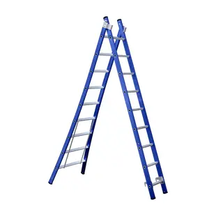 Échelle transformable 2 plans Eurostairs 2x9 échelons coudée bleu