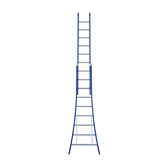 Eurostairs Eurostairs 2-delige reformladder 2x9 sporten uitgebogen blauw