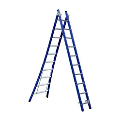 Echelle transformable 2 plans 2x10 échelons Eurostairs coudée bleu