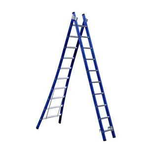 Echelle transformable 2 plans 2x10 échelons Eurostairs coudée bleu