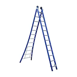 Echelle transformable 2 plans 2x12 échelons Eurostairs coudée bleu