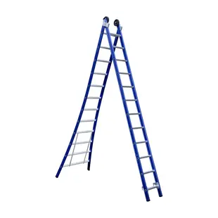 Échelle transformable 2 plans Eurostairs 2x12 échelons coudée bleu