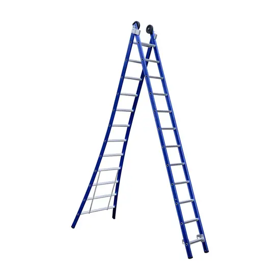 Eurostairs Eurostairs combination ladder 2x12 rungs curved base blue | 2 section & Professional
