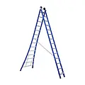 Eurostairs Eurostairs 2 section combination ladder 2x14 rungs curved base blue