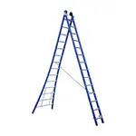 Eurostairs Echelle transformable 2 plans 2x14 échelons Eurostairs coudée bleu