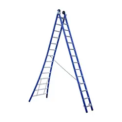 Echelle transformable 2 plans 2x14 échelons Eurostairs coudée bleu