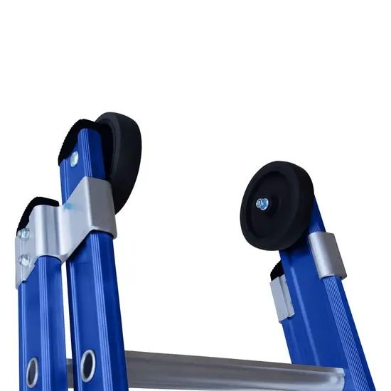 Eurostairs Echelle transformable 2 plans 2x14 échelons Eurostairs coudée bleu