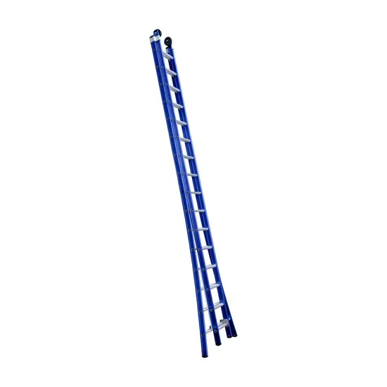 Eurostairs Eurostairs 2 section extension ladder 2x16 rungs curved base blue