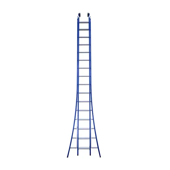 Eurostairs Eurostairs 2 section extension ladder 2x16 rungs curved base blue