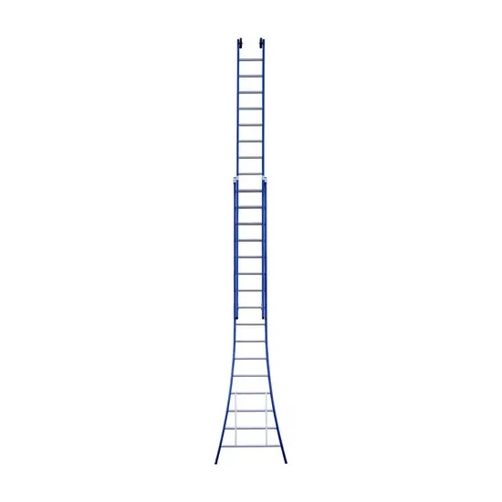 Eurostairs Eurostairs 2-delige opsteekladder 2x16 sporten uitgebogen blauw
