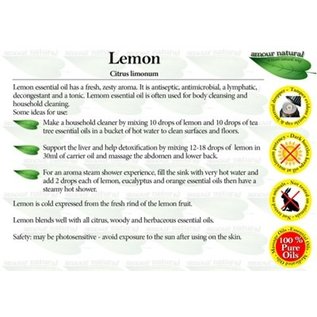 Amour Natural Amour Natural Essential Oils Lemon 10ml Organic