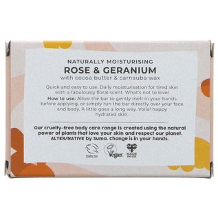 Suma Alternative Moisturising Balm soap Rose  & Geranium