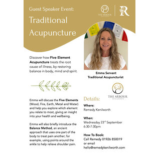 Remedy Acupuncture Talk with Emma Servant 23/09/26 - 6.30pm - 7.30pm