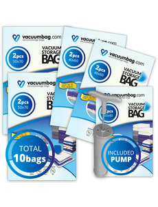 Vacuumbag.com Vacuumzakken Pakket Motorrijder [Set 10 zakken+pomp]
