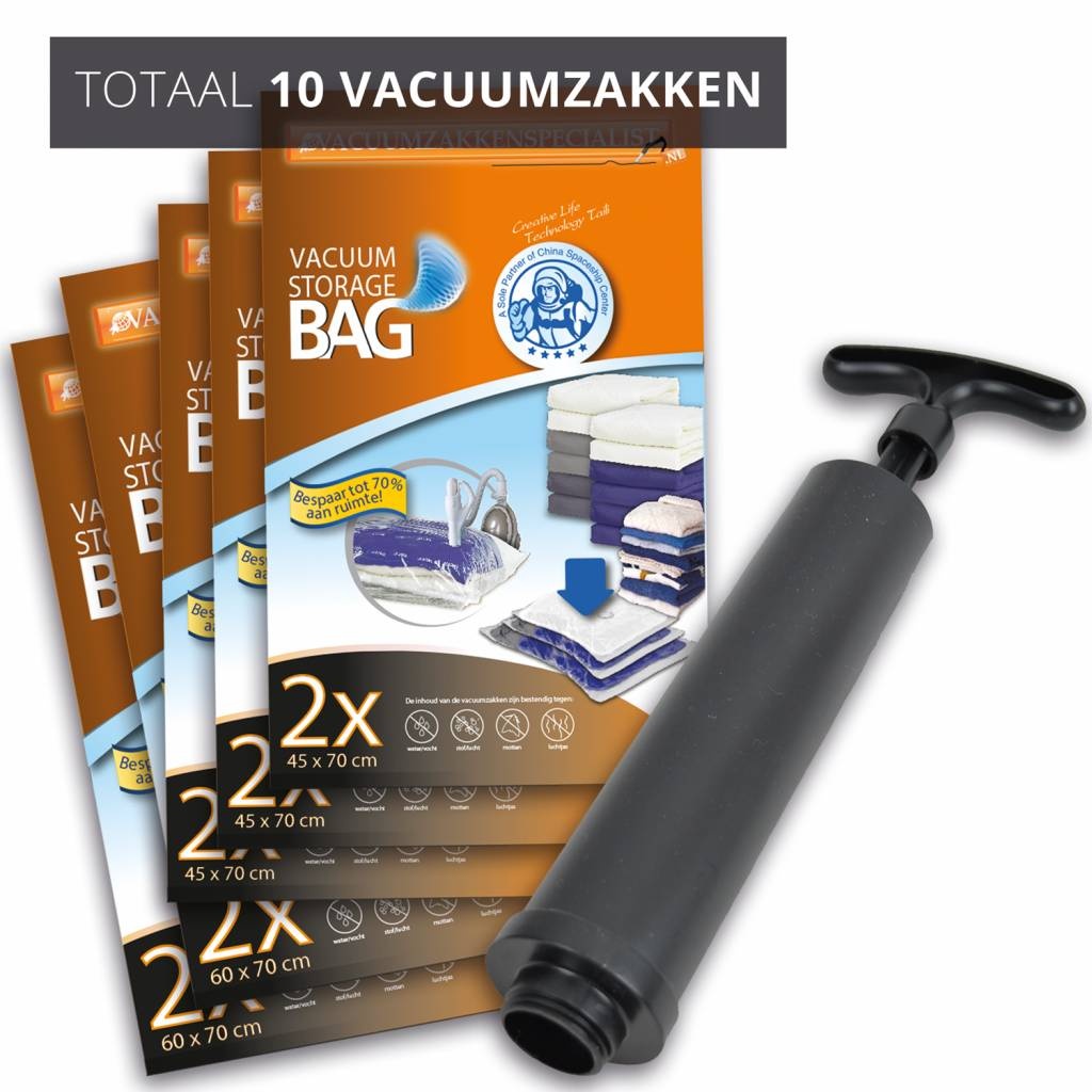 Vacuümzakken 12 stuks voor kleding, dekbedden en meer met elektrische pomp