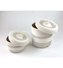 Opbergmand met deksel Ecru/Grijs