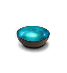 Coconut Bowl 'Turquoise Metallic Leaf'